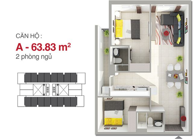 Căn Hộ 8X Rainbow 63m2