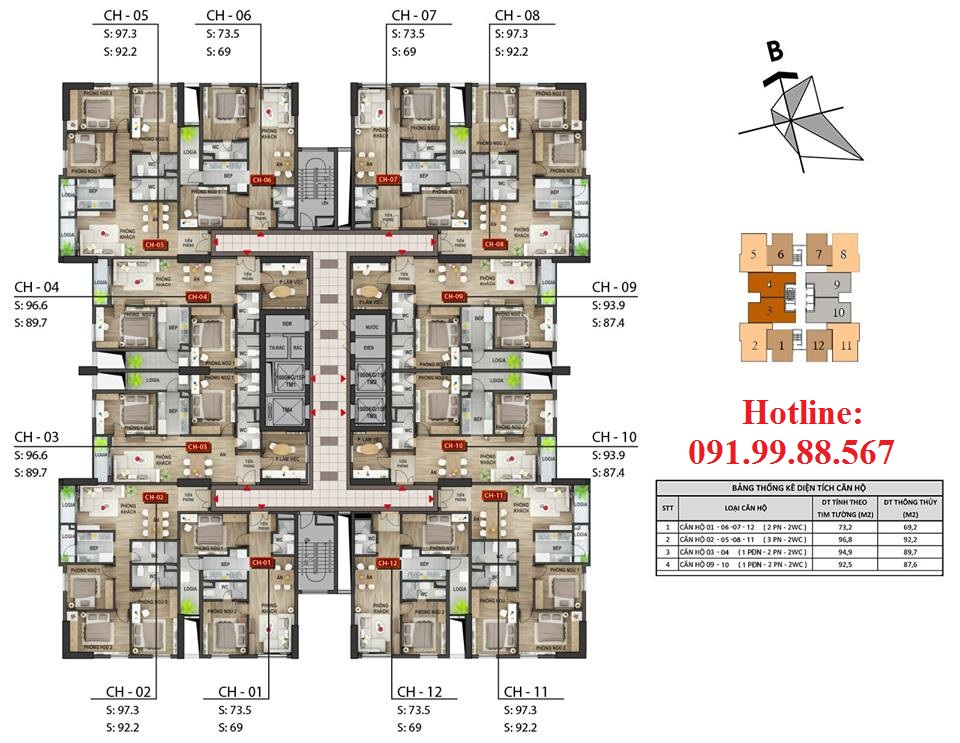 Mặt bằng chung cư 283 KHương Trung