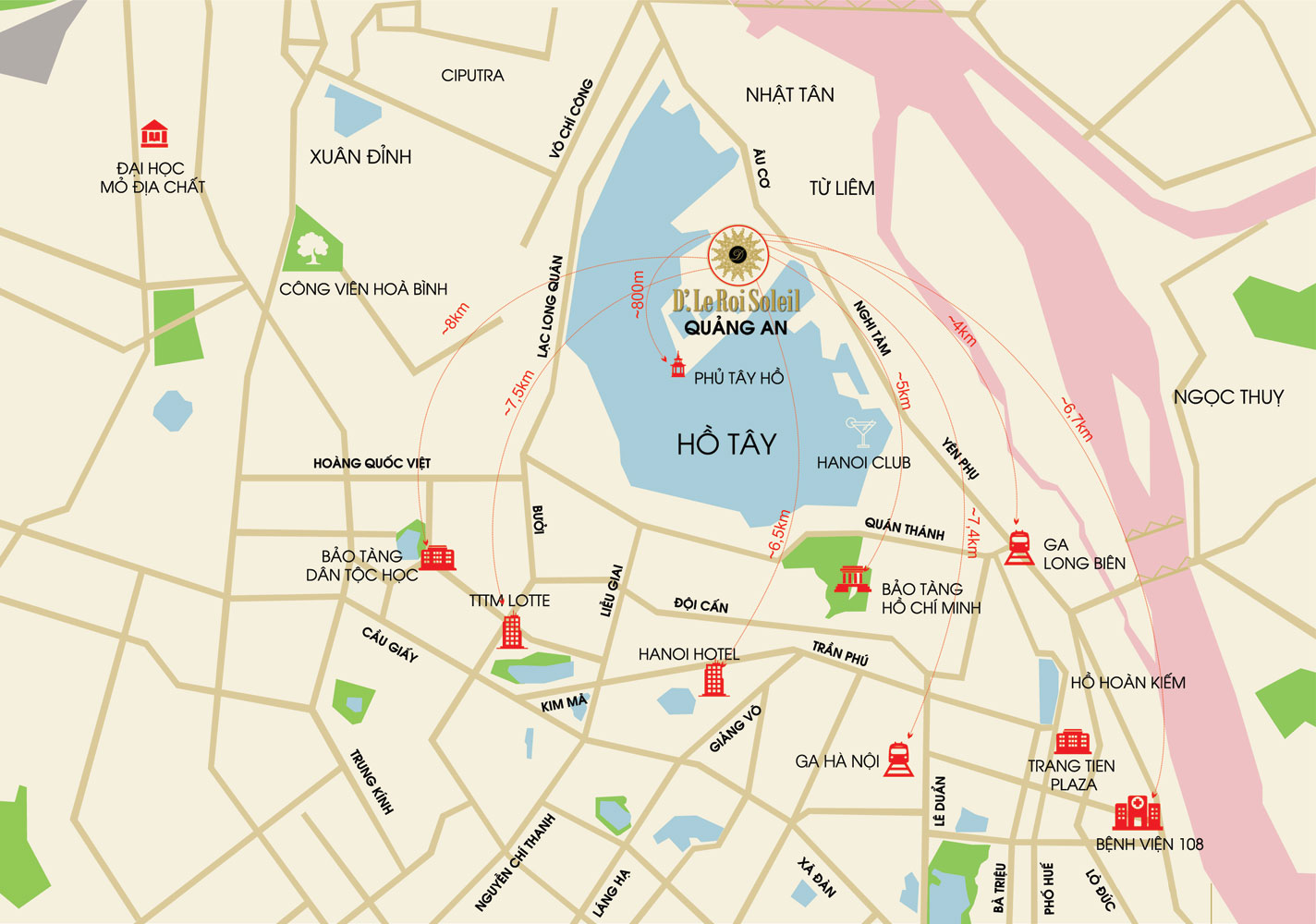 Vị trí D'. Le Roi Soleil Quảng An – Tây Hồ