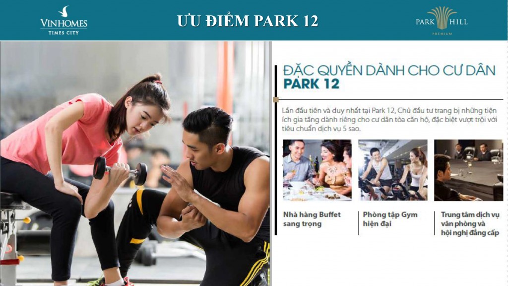 Các mô hình tiện ích đặc quyền dành riêng cho cư dân Park 12