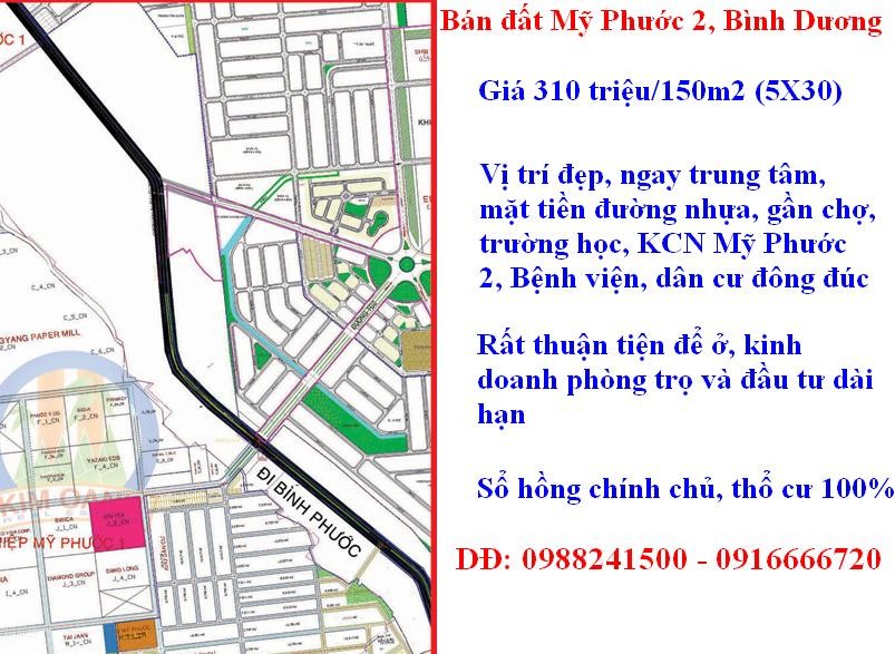Bán gấp lô SL5, trường Bến Cát, Mỹ Phước 2 giá 320 triệu150m2, dân đông, tiện kinh doanh