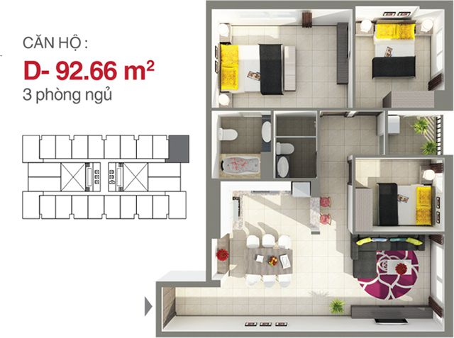 Căn Hộ 8X Rainbow 92m2