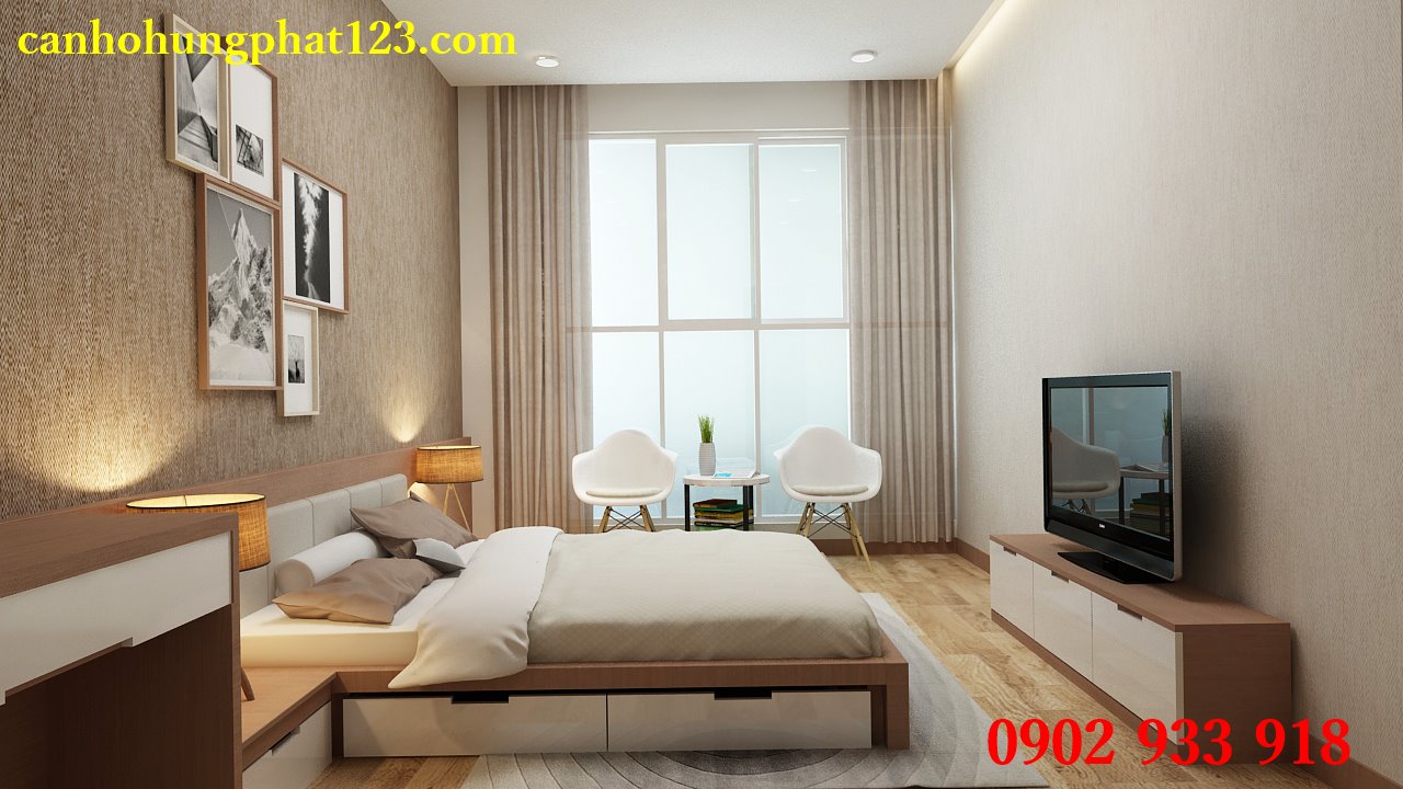 Phòng ngủ chính căn hộ Hưng Phát Silver Star với cửa sổ rộng rãi thoáng mát