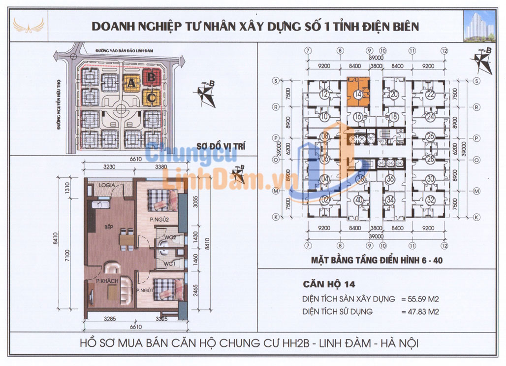 can ho 55m2 2 phong ngu chung cu hh2 linh dam gia re tra gop