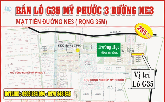 ban lo g35 my phuoc 3 duong ne3 gia 285tr 150m lo g35 huong bac gia re