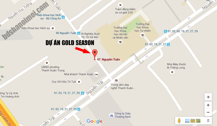 Vị trí dự án Goldseason - 47 Nguyễn Tuân