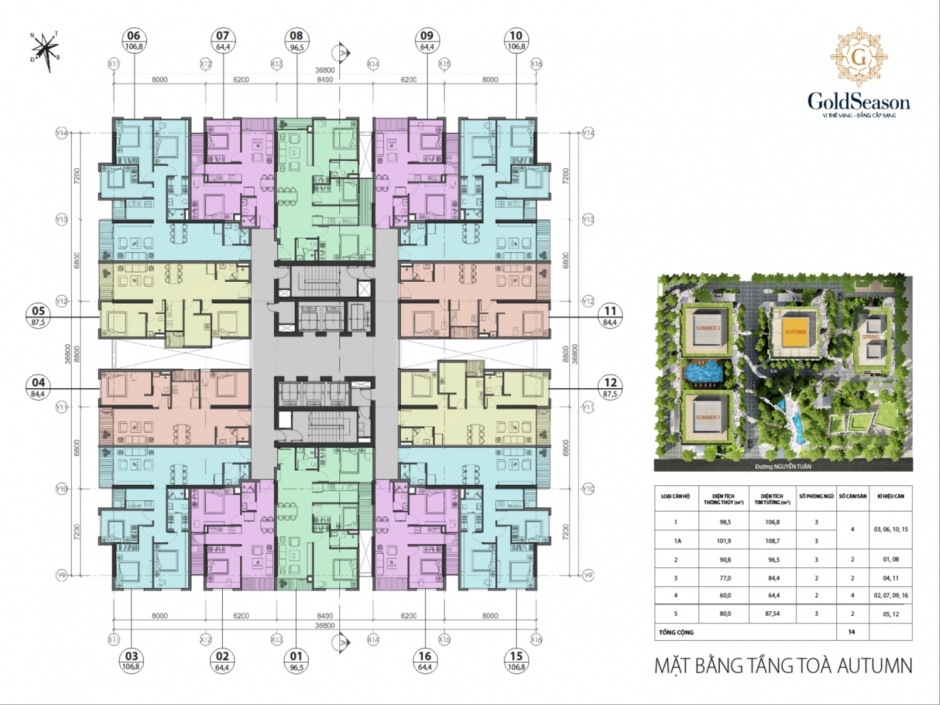 mặt bằng căn hộ tòa Autumn