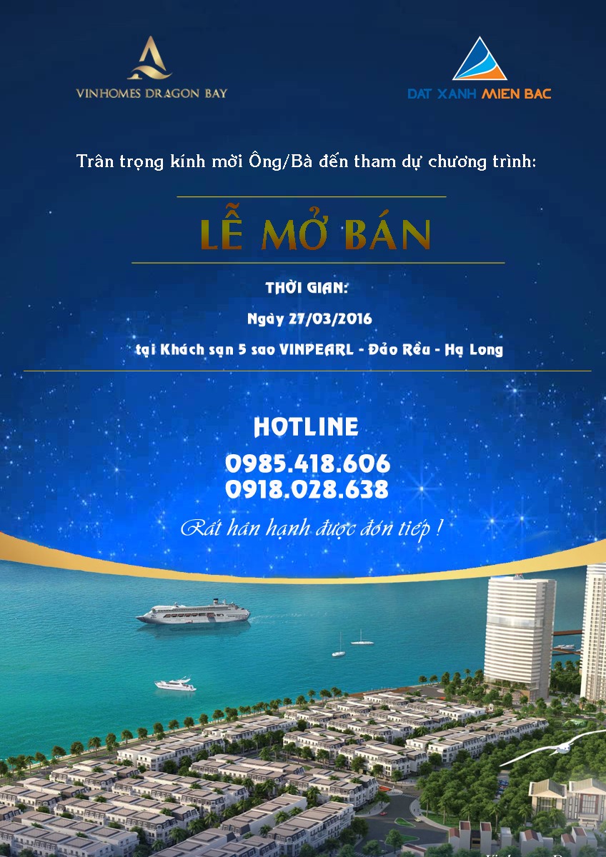 mo ban dot 1 vinhomes dragon bay vao ngay 27 03 2016 tai ks 5 sao vinpearl dao reu ha long