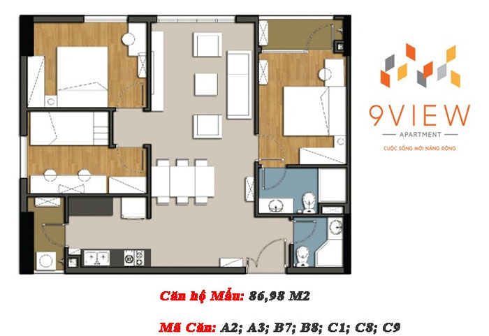 mặt bằng chi tiết căn hộ 9 view