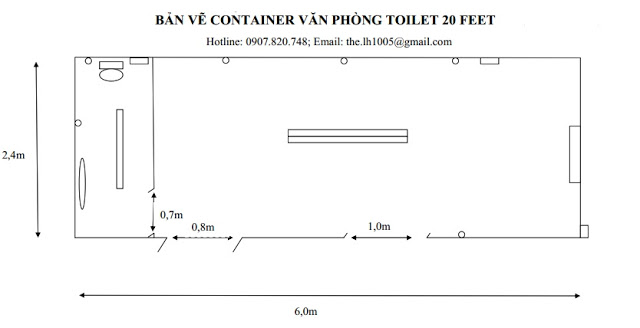 Bản Vẽ Container Văn Phòng 20 Feet Có Toilet Giá Rẻ