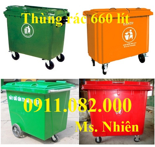 thung rac 120 lit xanh cam vang gia re xe day rac gia thap