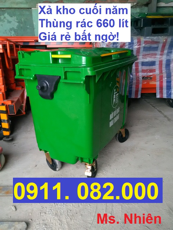can ban thung rac 660 lit gia re tphcm 4 banh xe nap kin