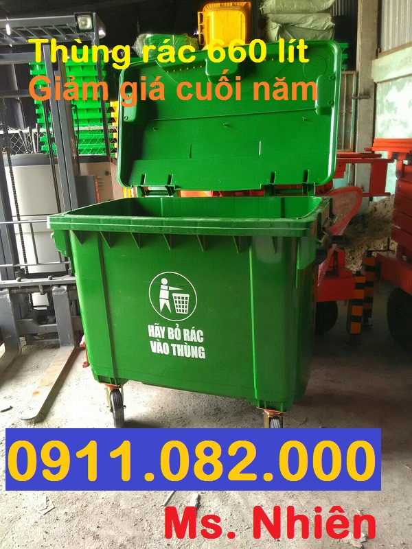 can ban thung rac 660 lit gia re tphcm 4 banh xe nap kin