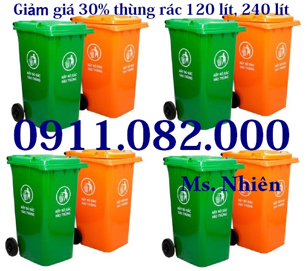 ban thung rac nhua thung rac cong nghiep thung rac 120 lit gia re mau xanh nap kin