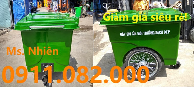 thanh ly thung rac 120 lit mau xanh cam vang gia re thung rac 240 lit nhua gia thap