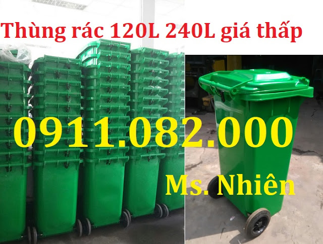 phan phoi thung rac 660 lit gia re vinh long xe day rac 660 lit