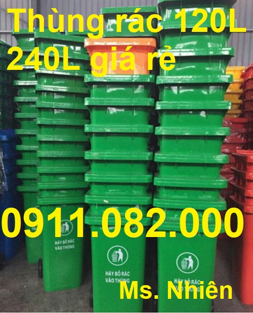 pp thung rac gia re thung rac 120l 240l 660l mau xanh