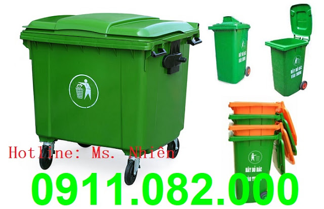 pp thung rac gia re thung rac 120l 240l 660l mau xanh