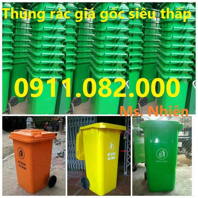 thung rac 120 lit 240 lit gia si le thung rac nhua 2 banh xe nap kin
