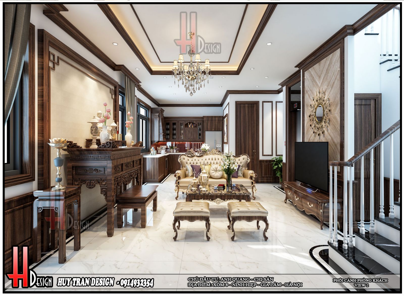 thiet ke noi that nha pho tan co dien gia lam ha noi