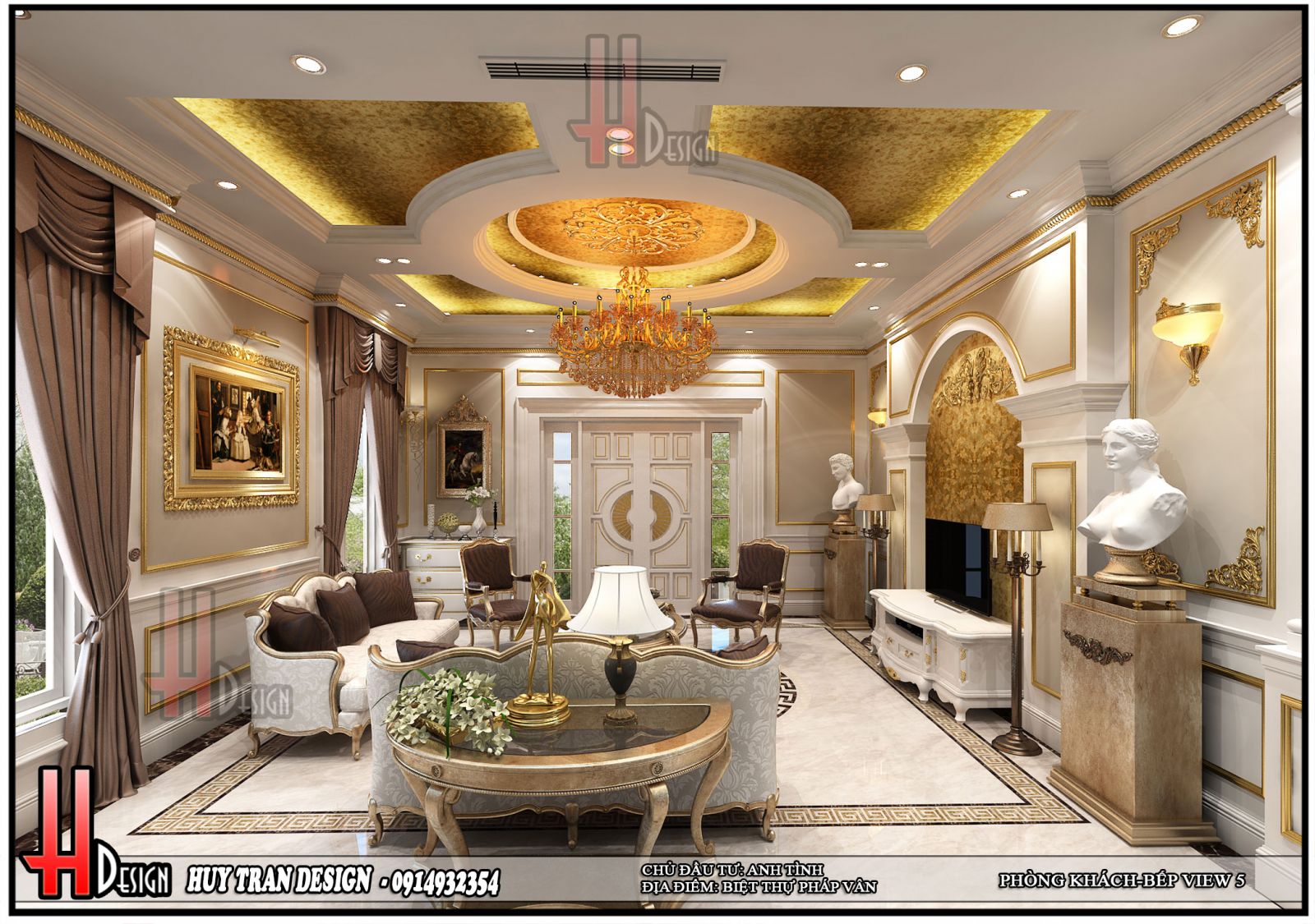 thiet ke noi that biet thu tan co dien phong cach hoang gia