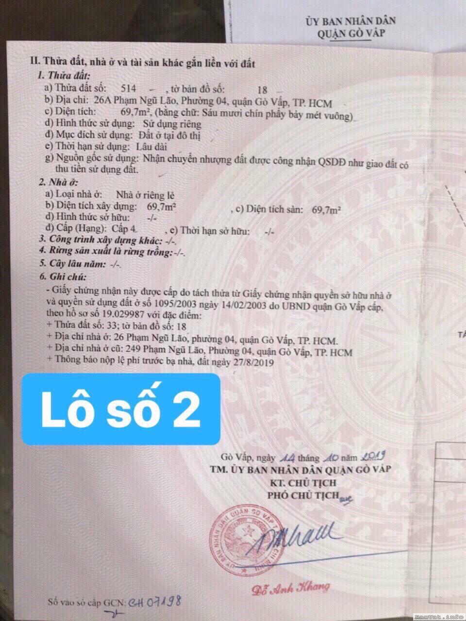 ban dat mat tien 26 pham ngu lao p4 go vap doi dien cong vien lh0931323996