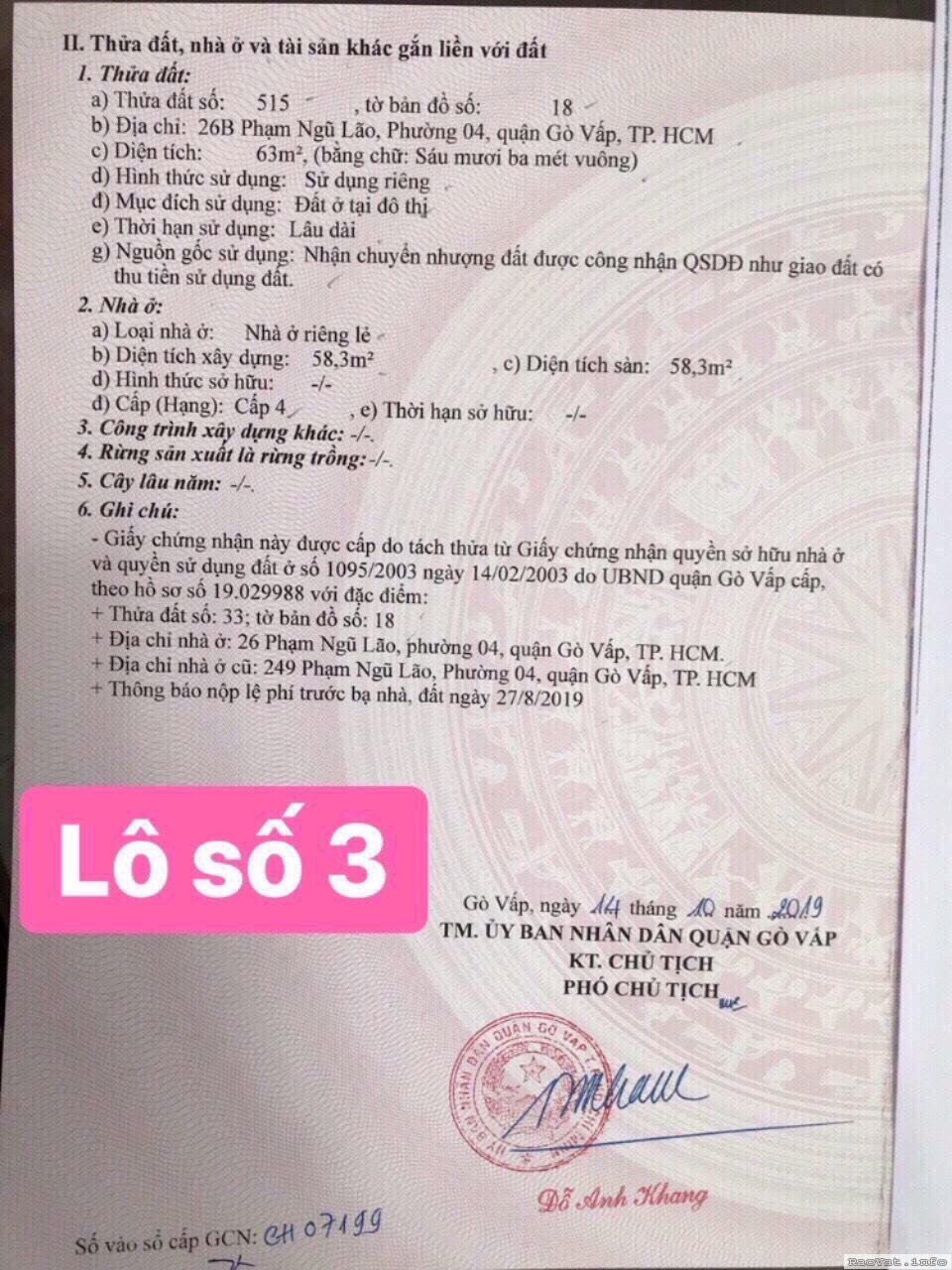 ban dat mat tien 26 pham ngu lao p4 go vap doi dien cong vien lh0931323996