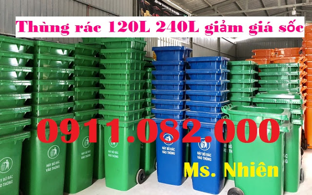thung rac 240 lit gia re tai hau giang thung rac co banh xe nap kin lh 0911082000