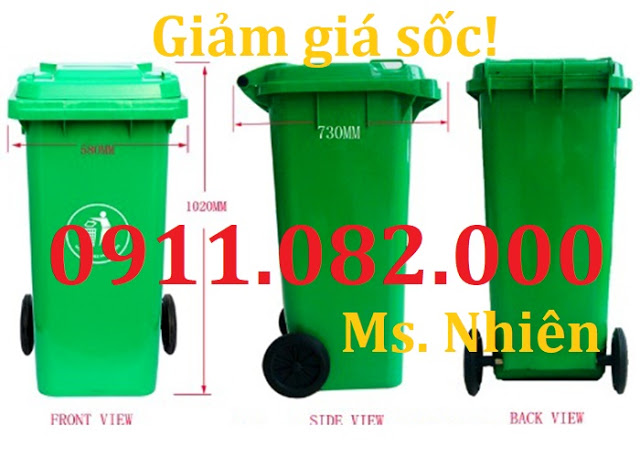 thung rac 240 lit gia re tai hau giang thung rac co banh xe nap kin lh 0911082000