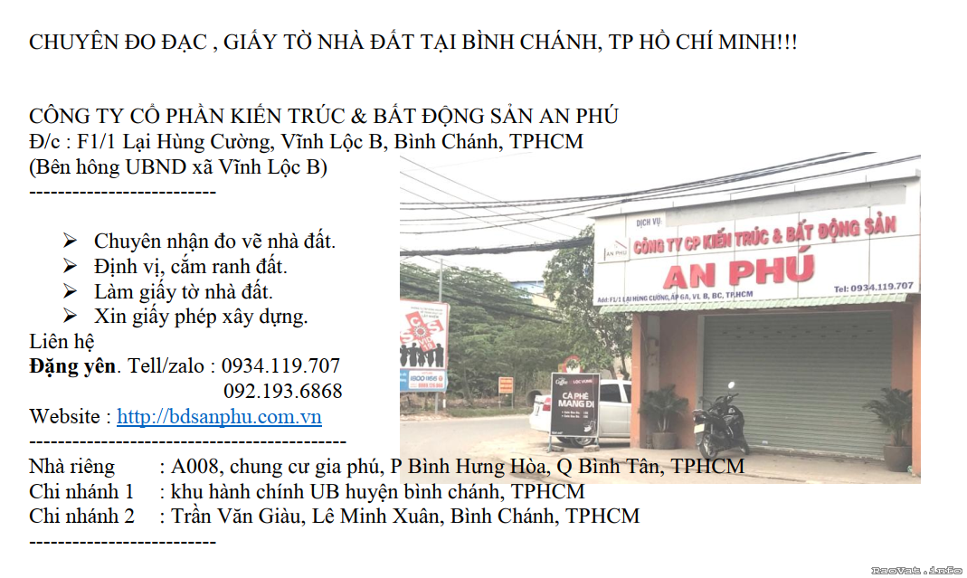 chuyen do dac giay to nha dat tai binh chanh tp ho chi minh lh0934119707 0921936868