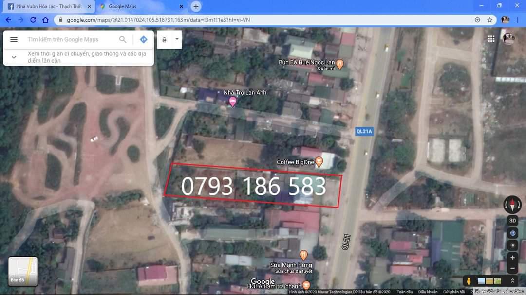 ban 1050m2 dat san nha mt duong ql21 thach hoa thach that chi 8tr m2 lh0793186583 0343213688
