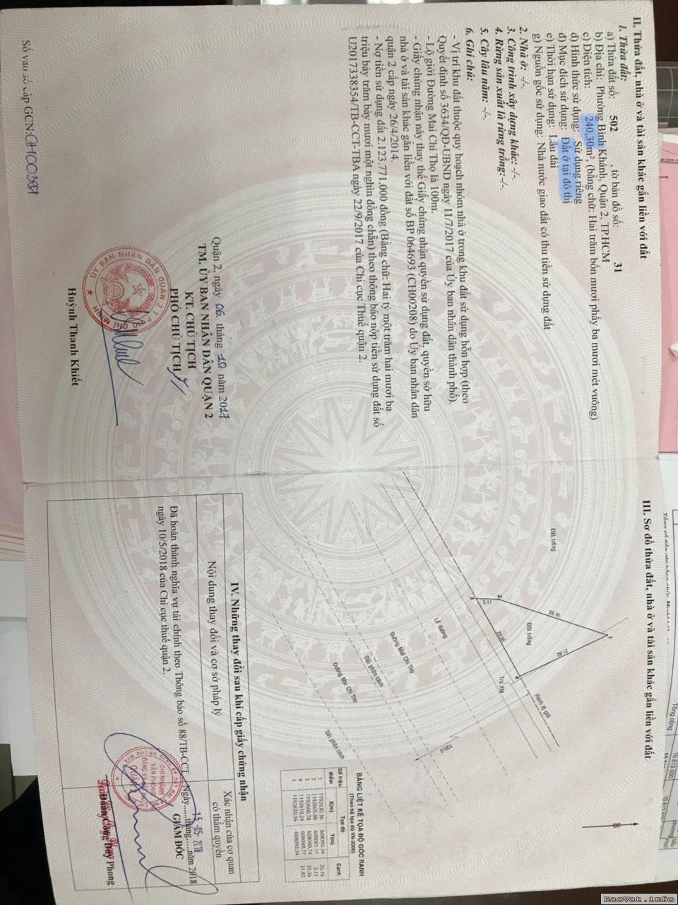 vip mat tien duong mai chi tho phuong binh khanh quan 2 tp hcm lh0948888869