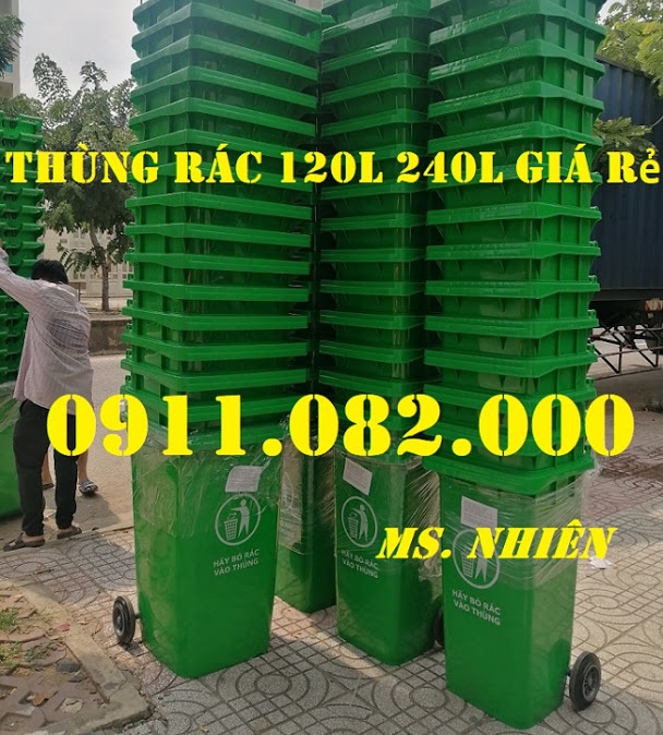 thanh ly thung rac 120 lit 240 lit gia re tai soc trang thung rac mau xanh hang moi 100 lh 091108200