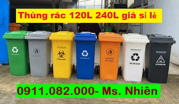 chuyen ban thung rac gia re tai an giang thung rac 120l 240l nap kin 2 banh xe lh 0911082000